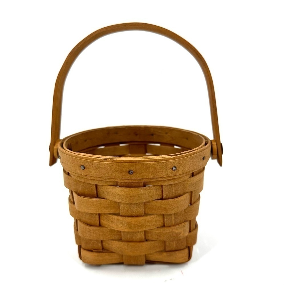 Vtg Longaberger 1988 Measuring Basket Round Swing Handle Square Bottom USA PJF